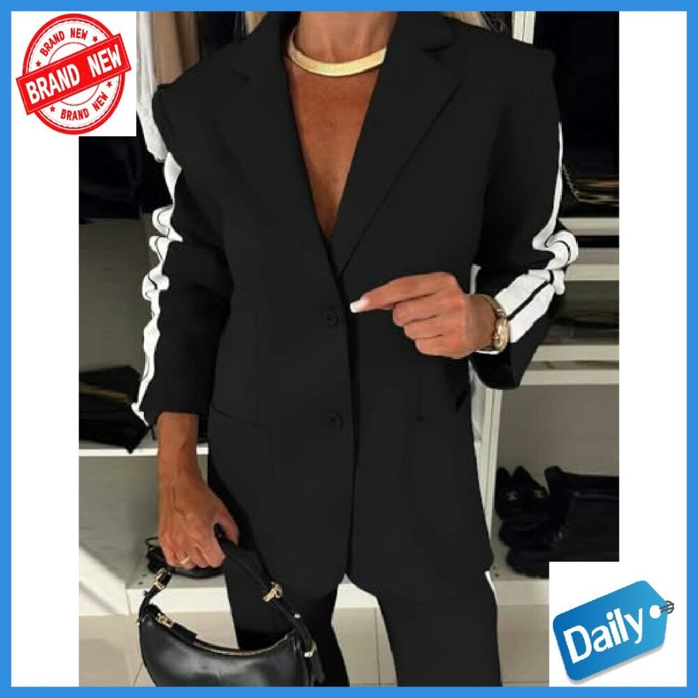 Women's Two Piece Blazer Pants Set Business Casual Suit Tailored Fit - Picture 7 of 8